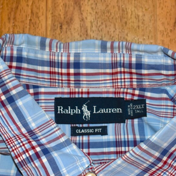 Ralph Lauren Classic Fit Short Sleeve Plaid Button Down Shirt Sz 2XLT - Picture 4 of 4